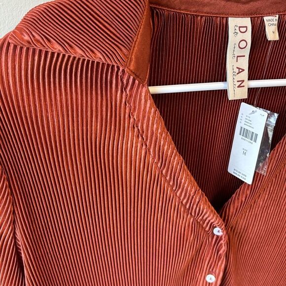 Dolan NWT blouse long sleeve button down orange rust medium - Picture 3 of 5